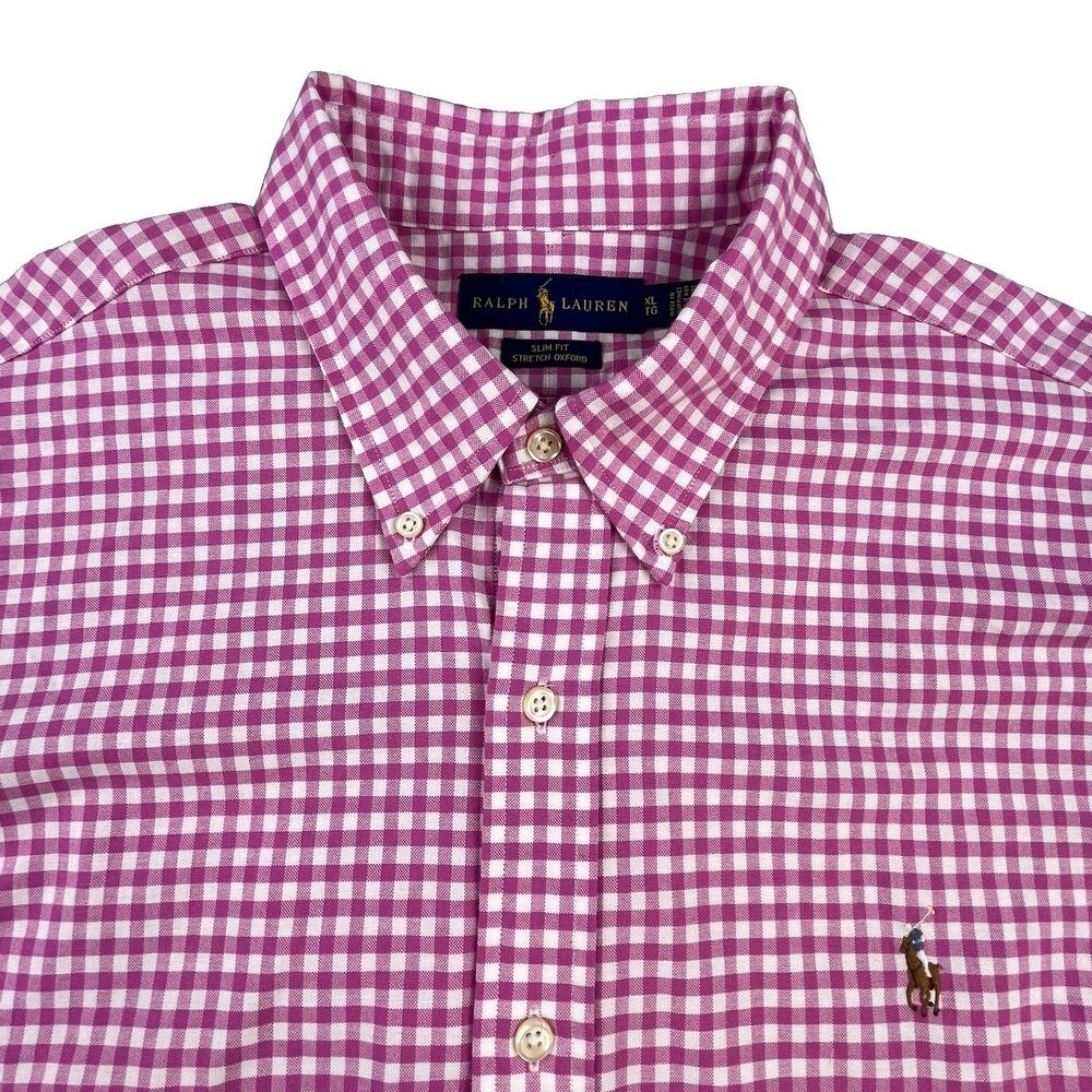 Polo Ralph Lauren Shirt Men XL Pink Slim Fit Stretch Oxford Button Down OCBD NEW